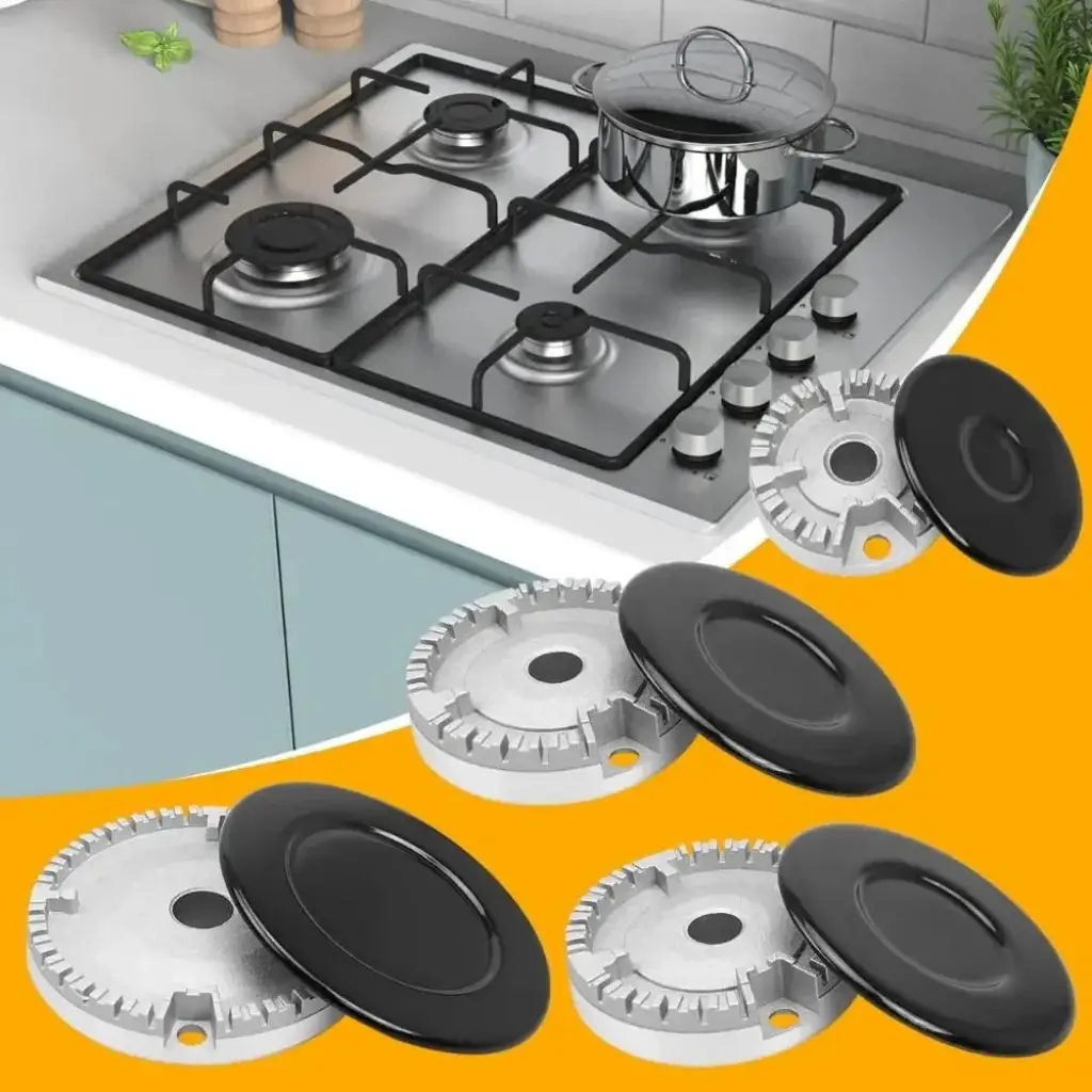 Kit Universel de Brûleurs Pour Cuisinière à Gaz – 4 Pièces avec Capuchons de Flamme