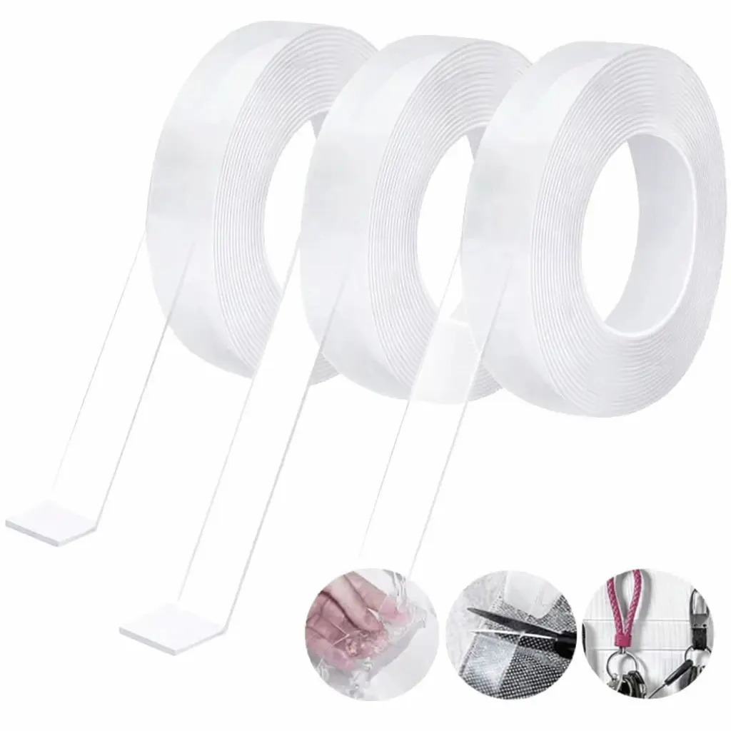 Pack De 3 Rubans Adhésifs Double Face Transparent 3 cm x 2 m