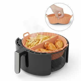 Moule en Silicone Rond Réutilisable Pour Air Fryer 16 x 5 cm - Saumon