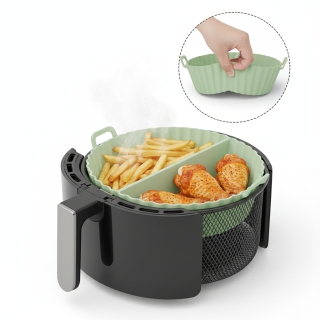 Moule en Silicone Rond Réutilisable Pour Air Fryer 16 x 5 cm - Vert