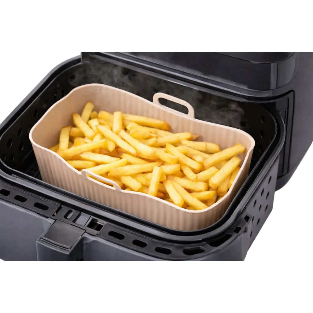 Moule en Silicone Rectangulaire Réutilisable Pour Air Fryer 17 × 9 × 7 cm - Beige