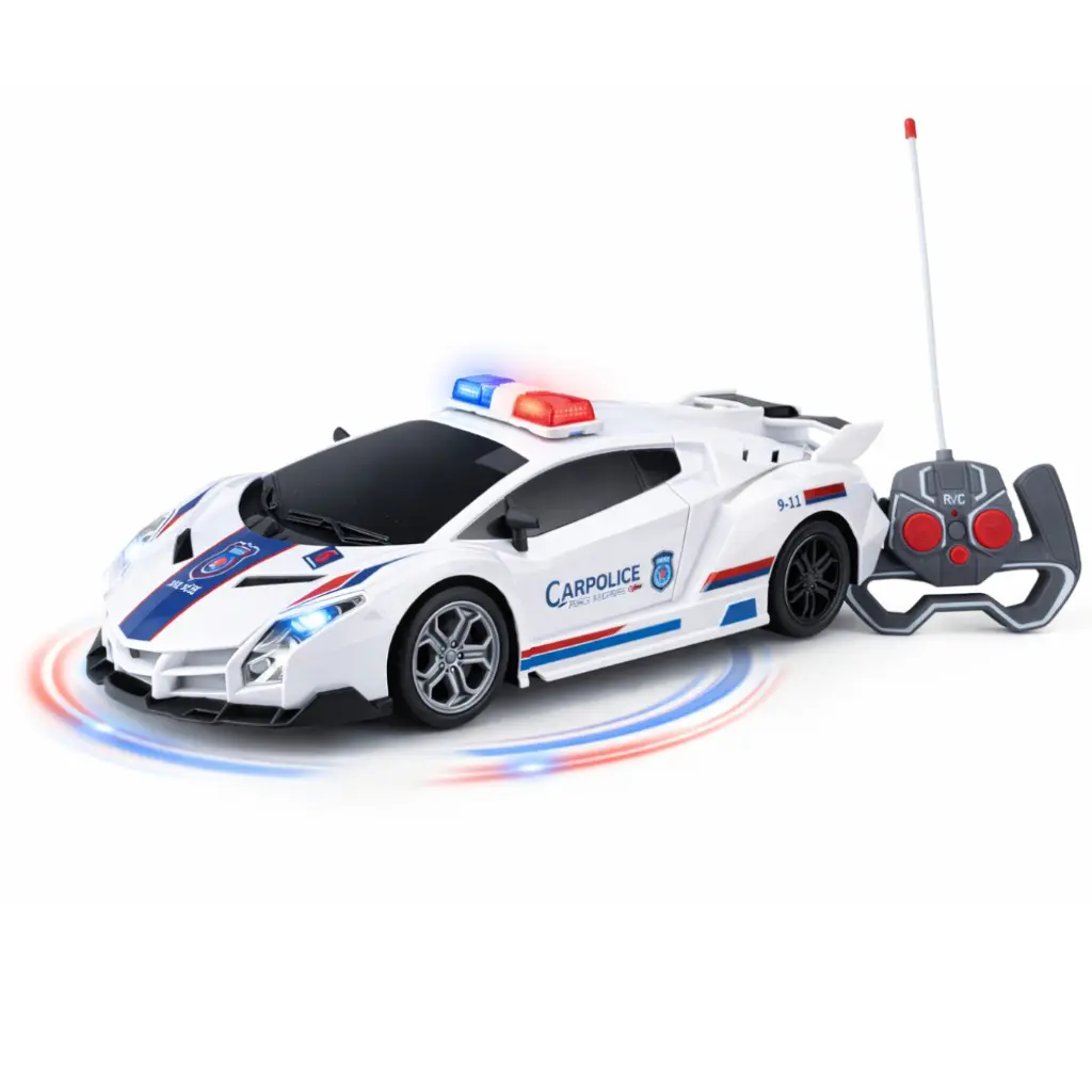 Voiture de Police Télécommandée - Rechargeable avec Logo Police –Pour Enfant 6 Ans et Plus