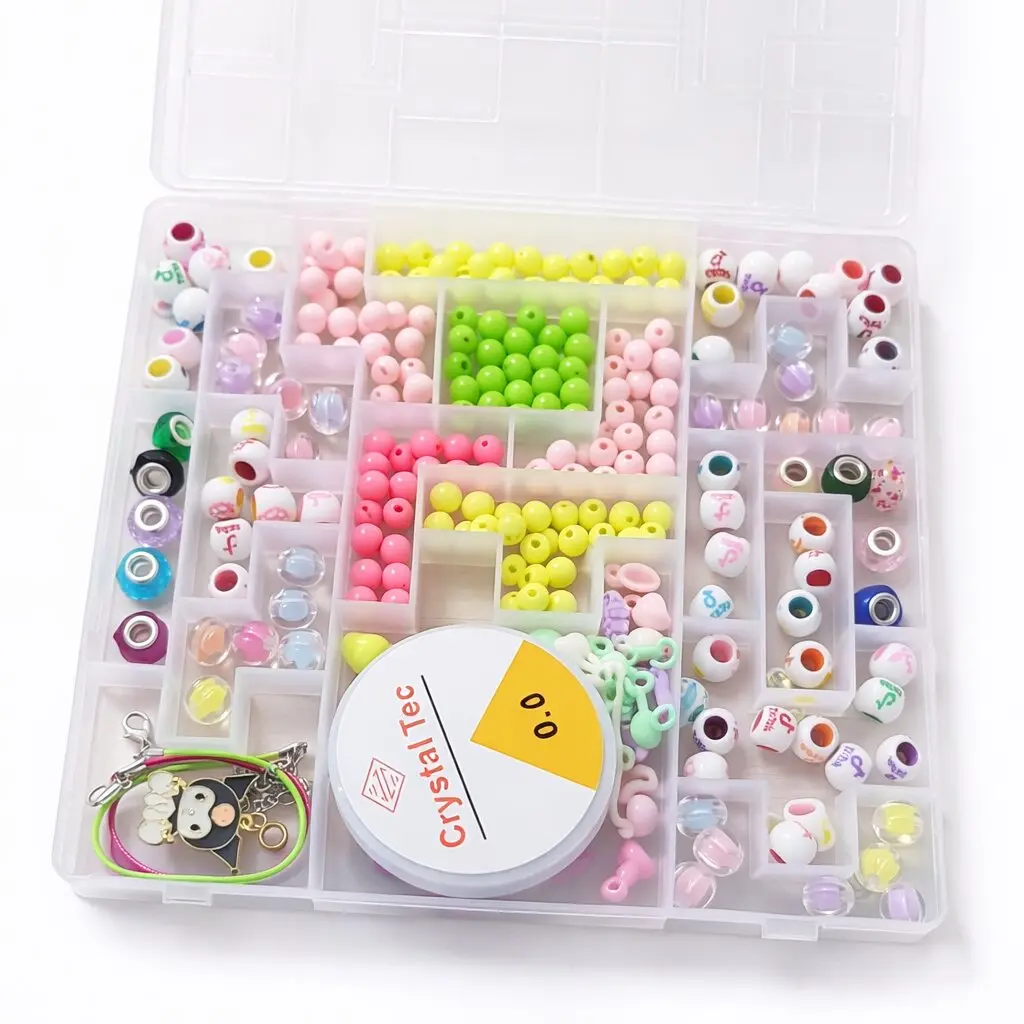 Coffret Perles DIY Enfant 600+ Pièces – Kit Création Bijoux, Bracelets et Colliers