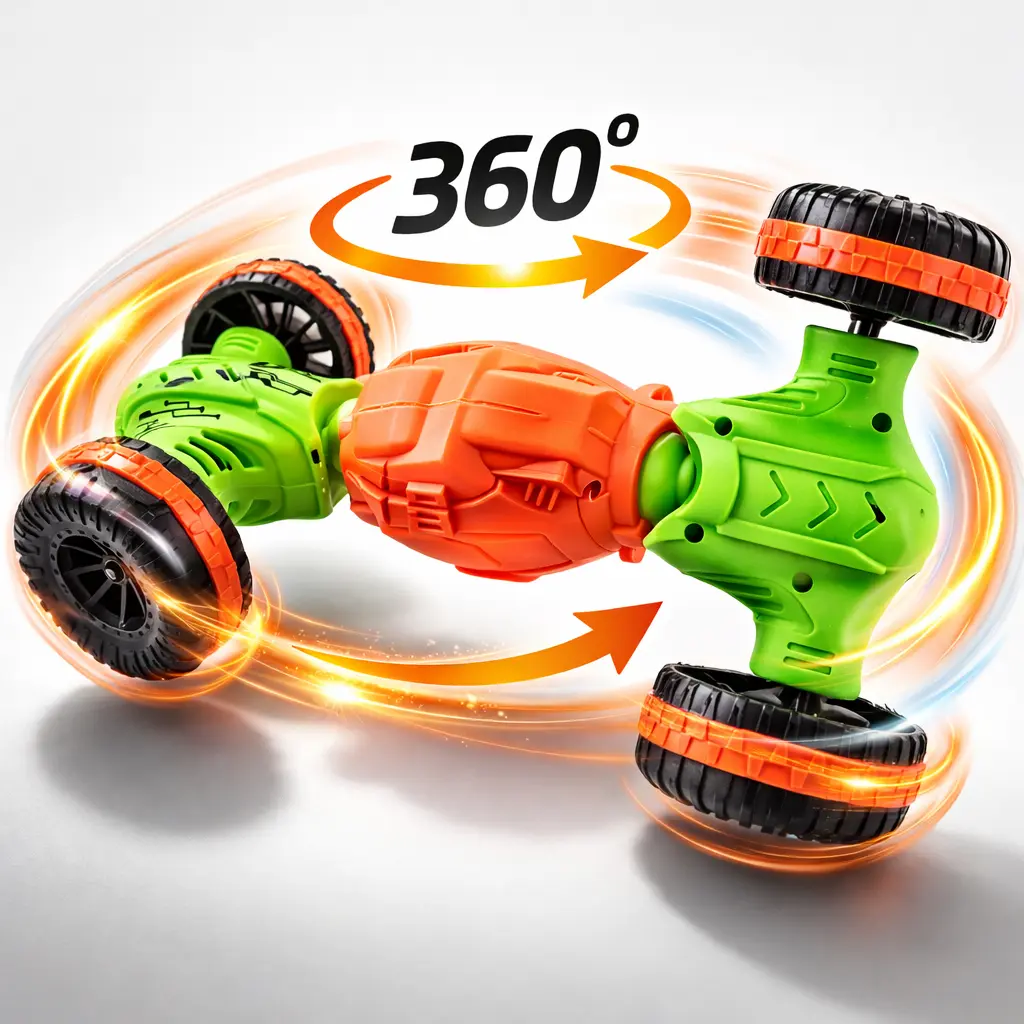 Voiture Télécommandée Stunt Car 360° – Cascade & Double Face - Orange