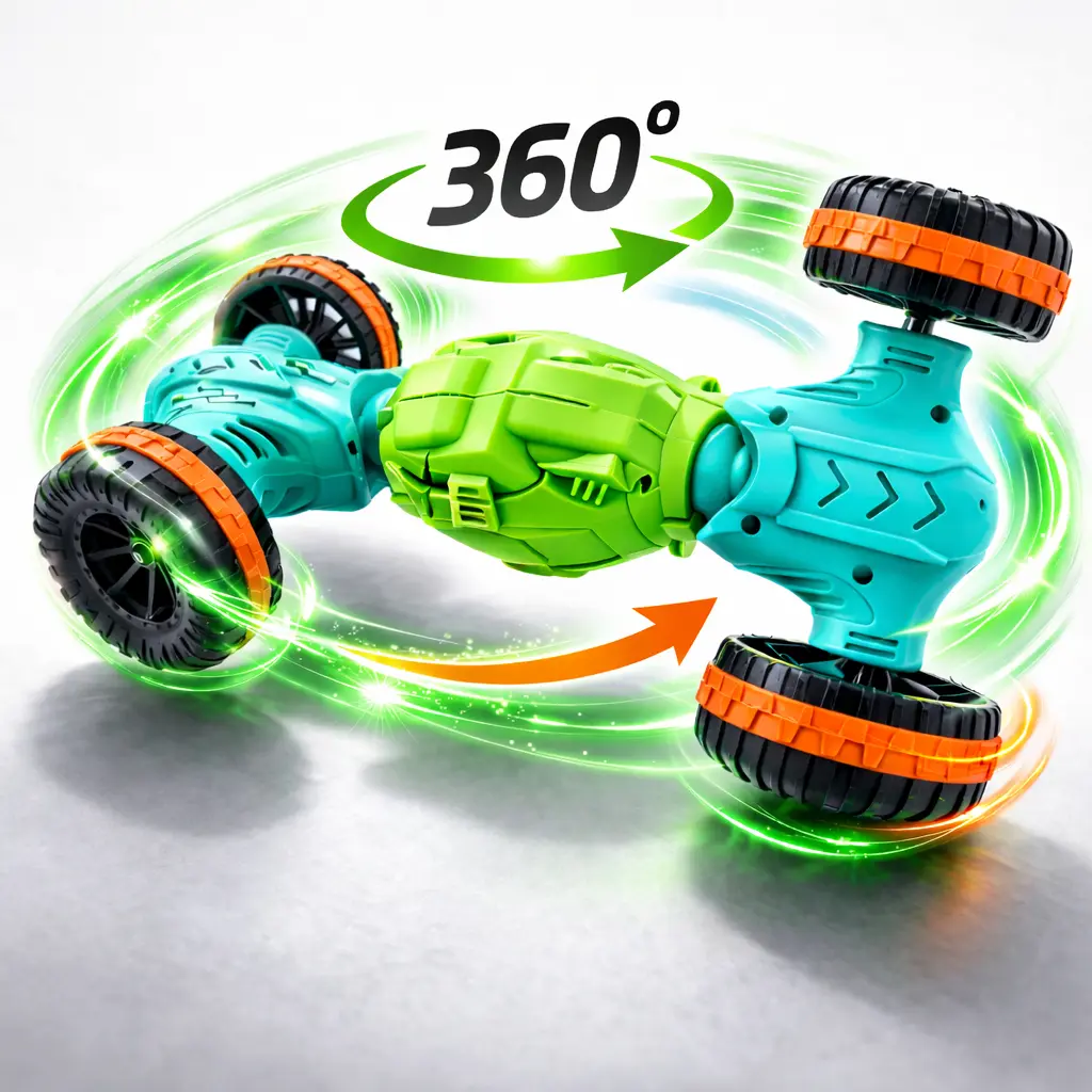 Voiture Télécommandée Stunt Car 360° – Cascade & Double Face - Vert