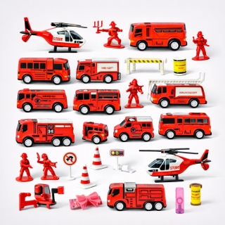 Set Pompiers Complet 35 Pièces avec Camions et Hélicoptère