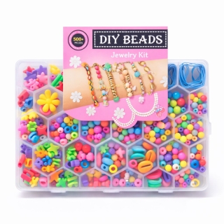 DIY Beads Jewelry Kit Enfant – Coffret Perles Créatives Multicolores avec Boîte Organisée