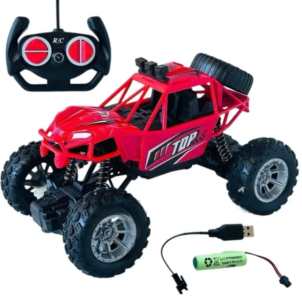 Voiture Télécommandée Rock Crawl Speed King 4x4 – Rechargeable- Rouge – 3 Ans+