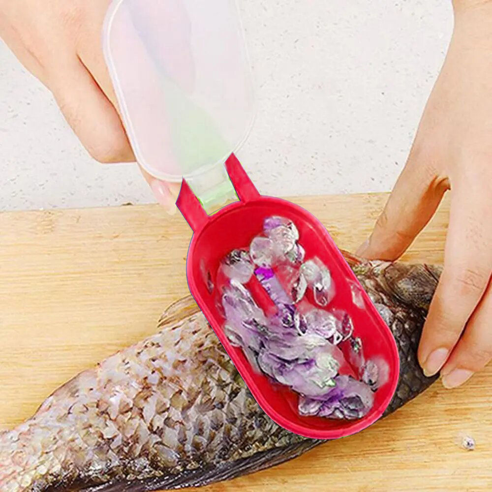 Grattoir à écailles de poisson en plastique-Rouge