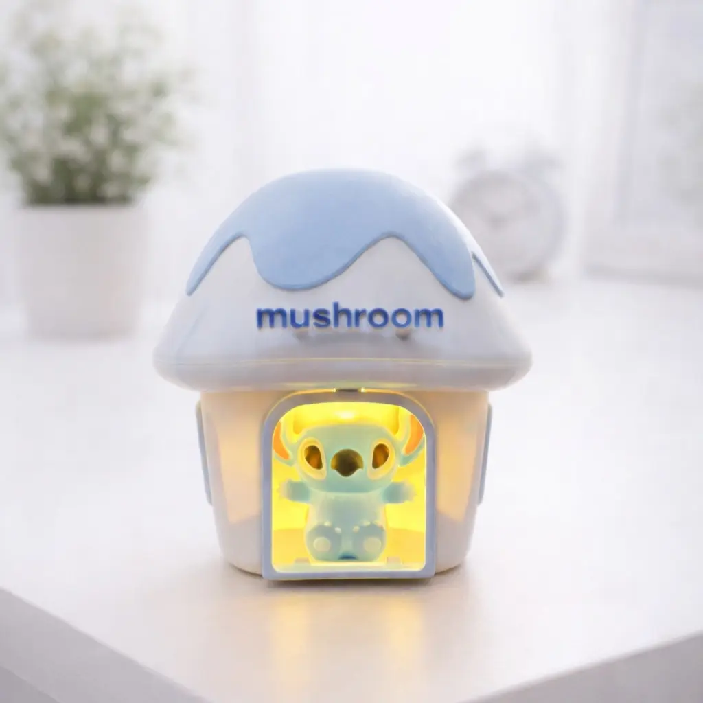 Veilleuse Enfant Rechargeable Forme Champignon Motif Stitch Bleu