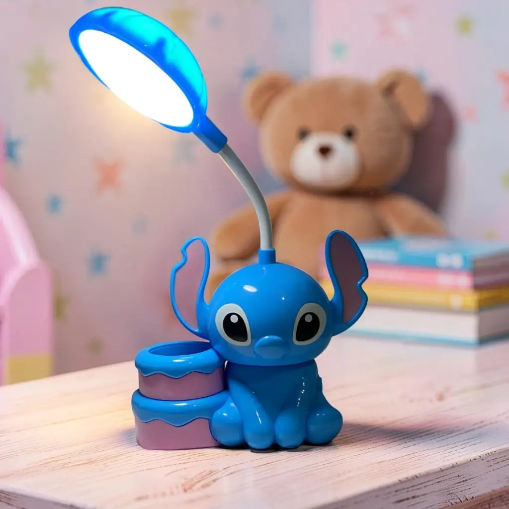 Lampe  De Bureau LED Pour Enfant Rechargeable Avec Porte-Stylo Motif Stitch 