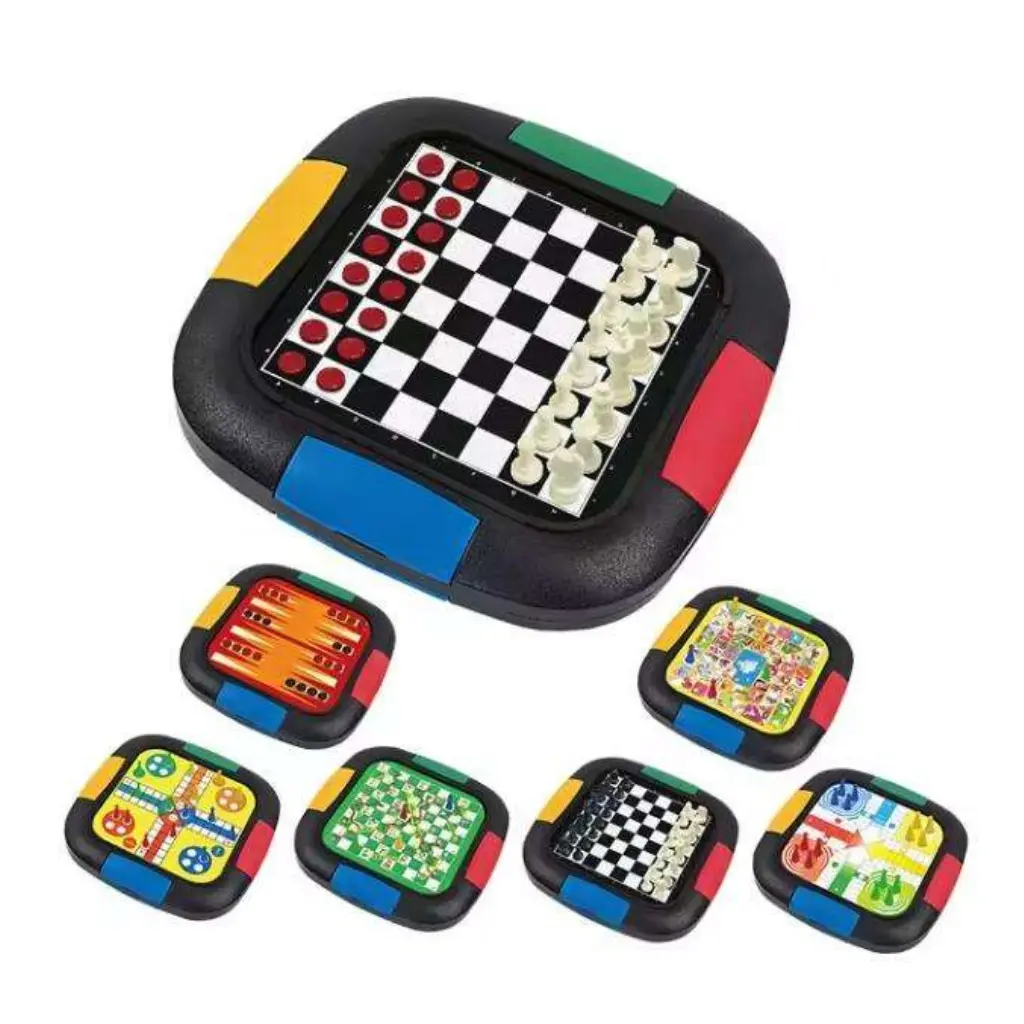 Jeu de Société 7 en 1 pour Enfants – Échecs, Dames, Ludo et Jeux Classiques
