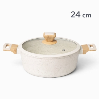 SIZAR Marmite en Granite  24 cm – Beige – Modèle HK435