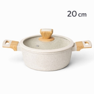 SIZAR Marmite en Granite  20 cm – Beige – Modèle HK433