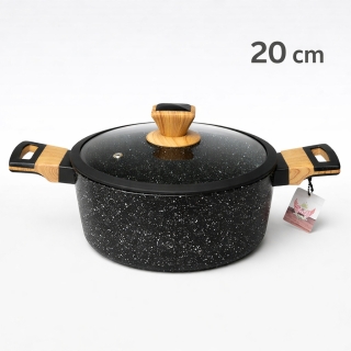 SIZAR Marmite en Granite  20 cm – Noir – Modèle HK433