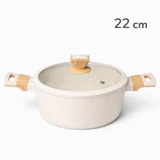 SIZAR Marmite en Granite  22 cm – Beige – Modèle HK434