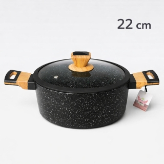 SIZAR Marmite en Granite  22 cm – Noir – Modèle HK434