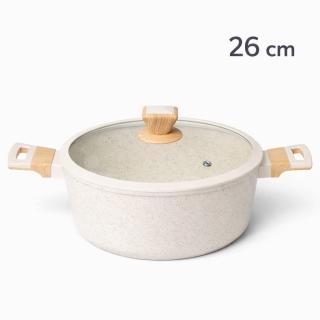 SIZAR Marmite en Granite 26 cm – Beige – Modèle HK436