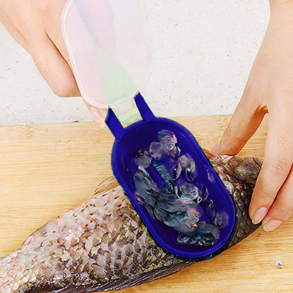 Grattoir à écailles de poisson en plastique-Bleu