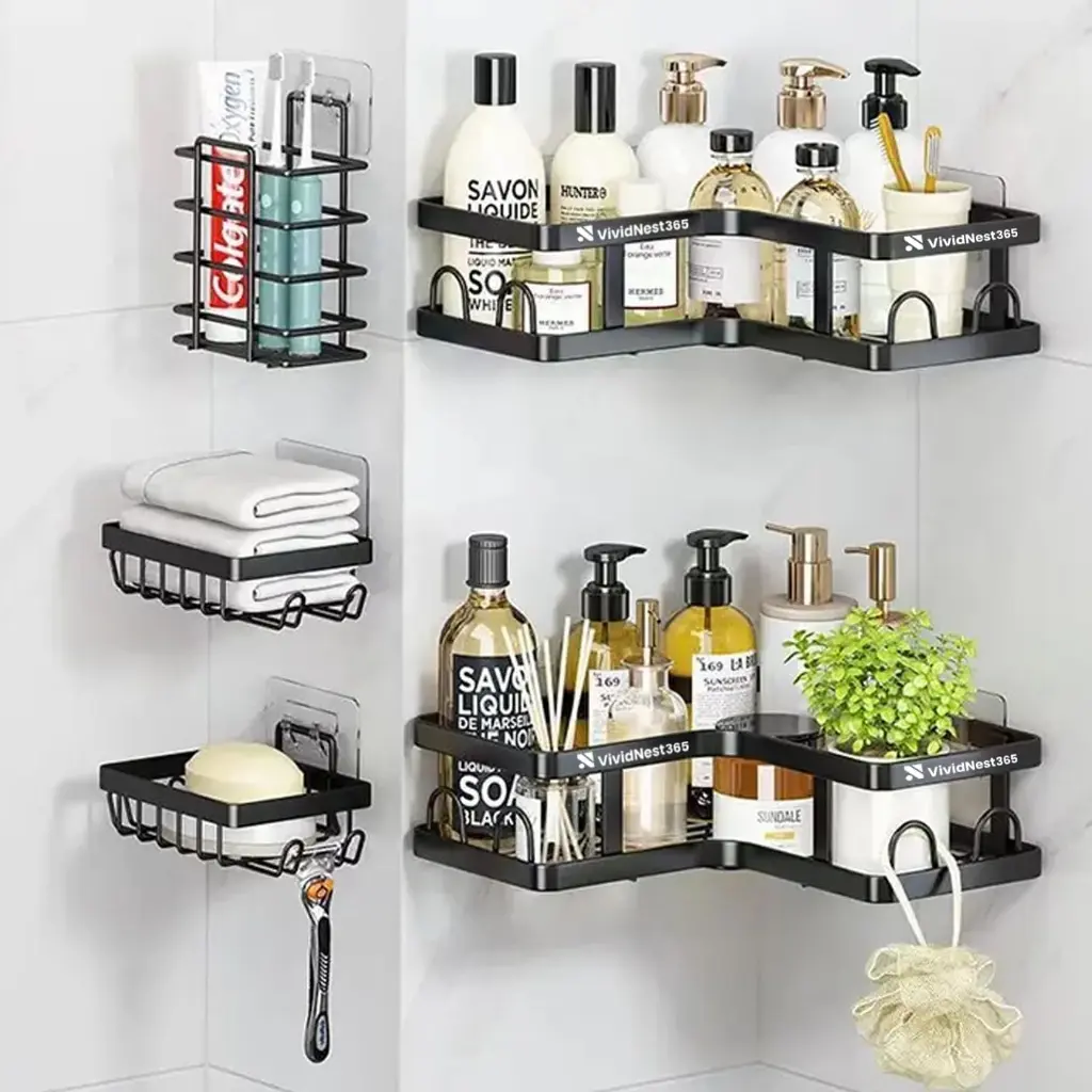 Étagère Murale Salle de Bain Sans Perçage – Organisateur Multifonction