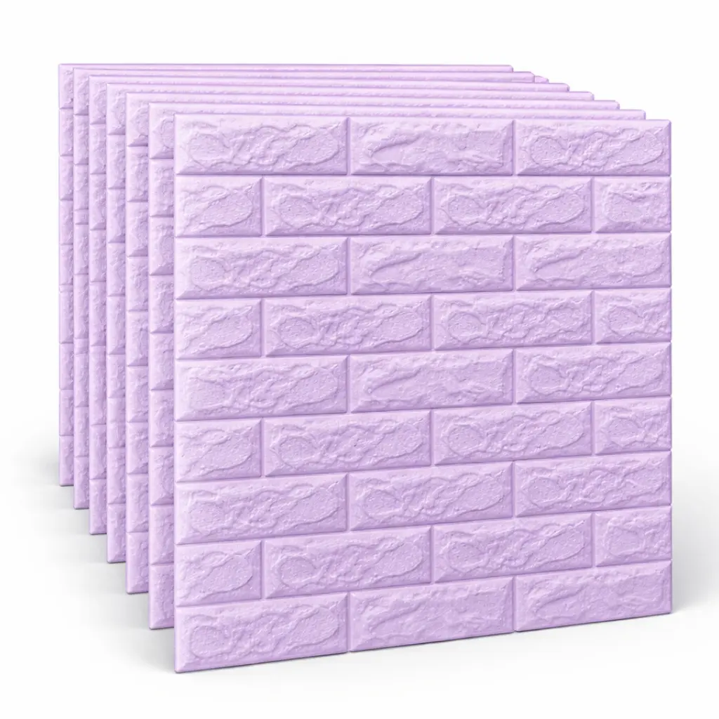 Pack de 10 Panneaux Muraux Adhésifs Anti-Humidité 3D - 77 * 70 - Violet