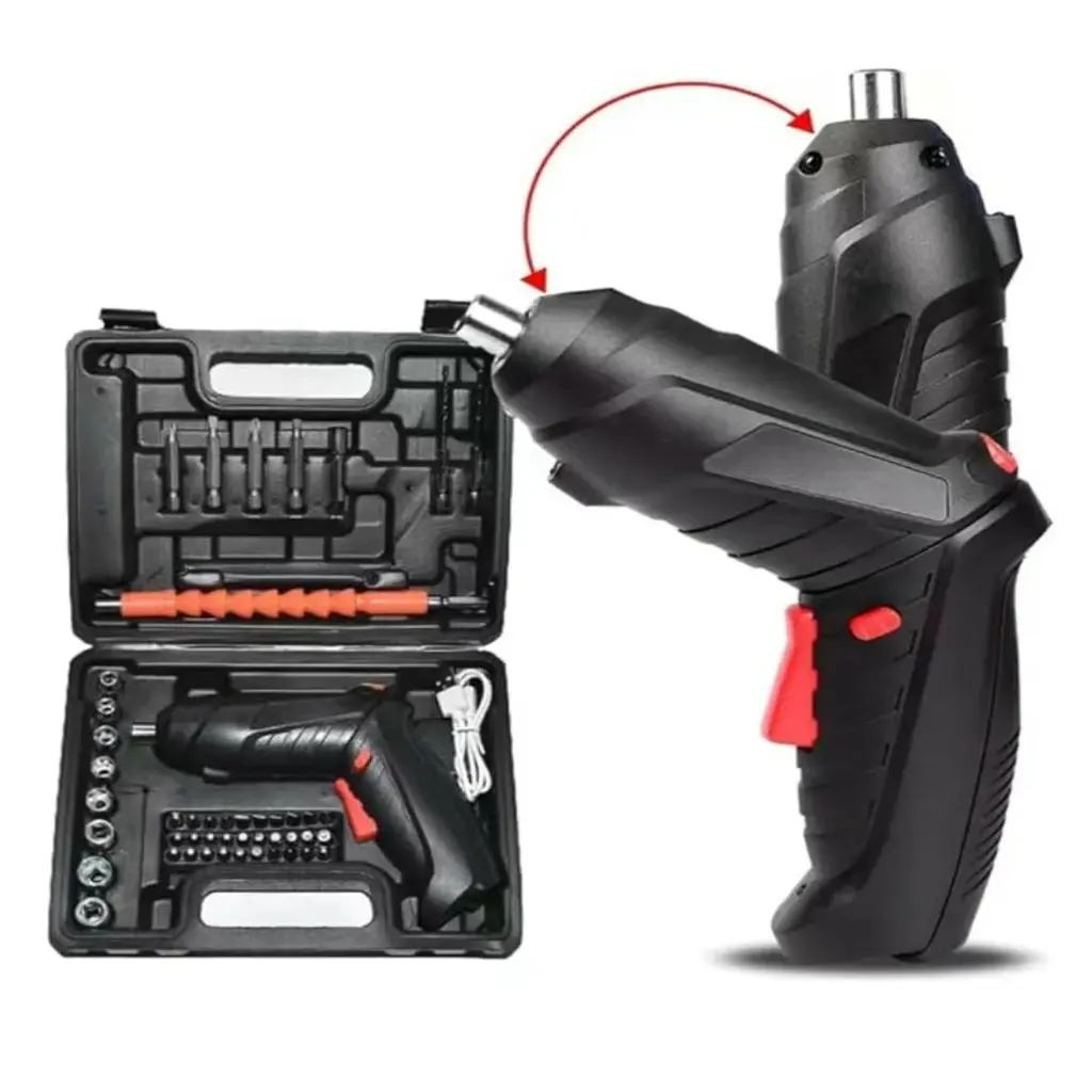 Kit Tournevis Électrique Rechargeable 3.6V – 46 Pièces - Poignée Pivotante