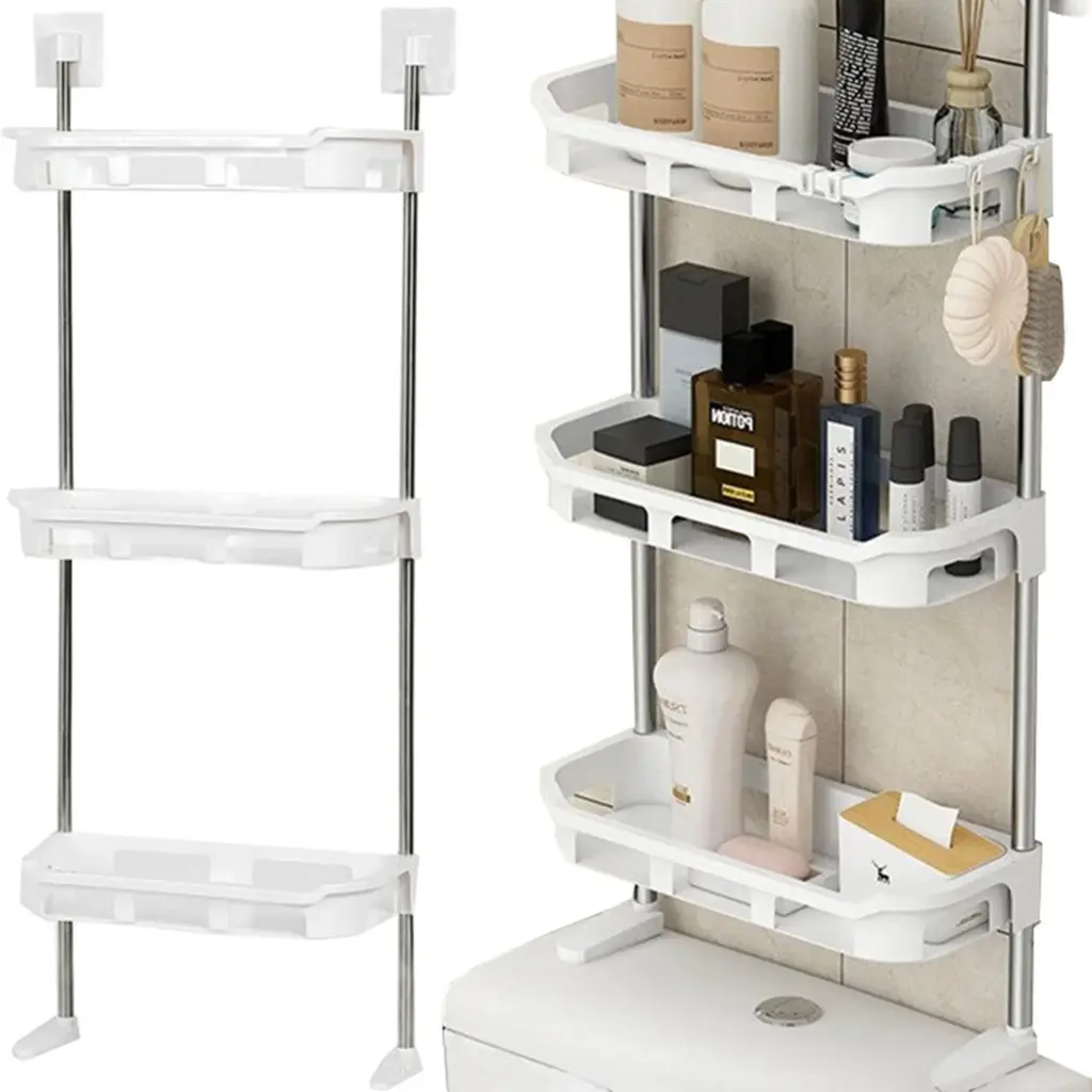 Étagère Murale Autocollante De Salle De Bain 3 Niveaux 30 x 88 cm 