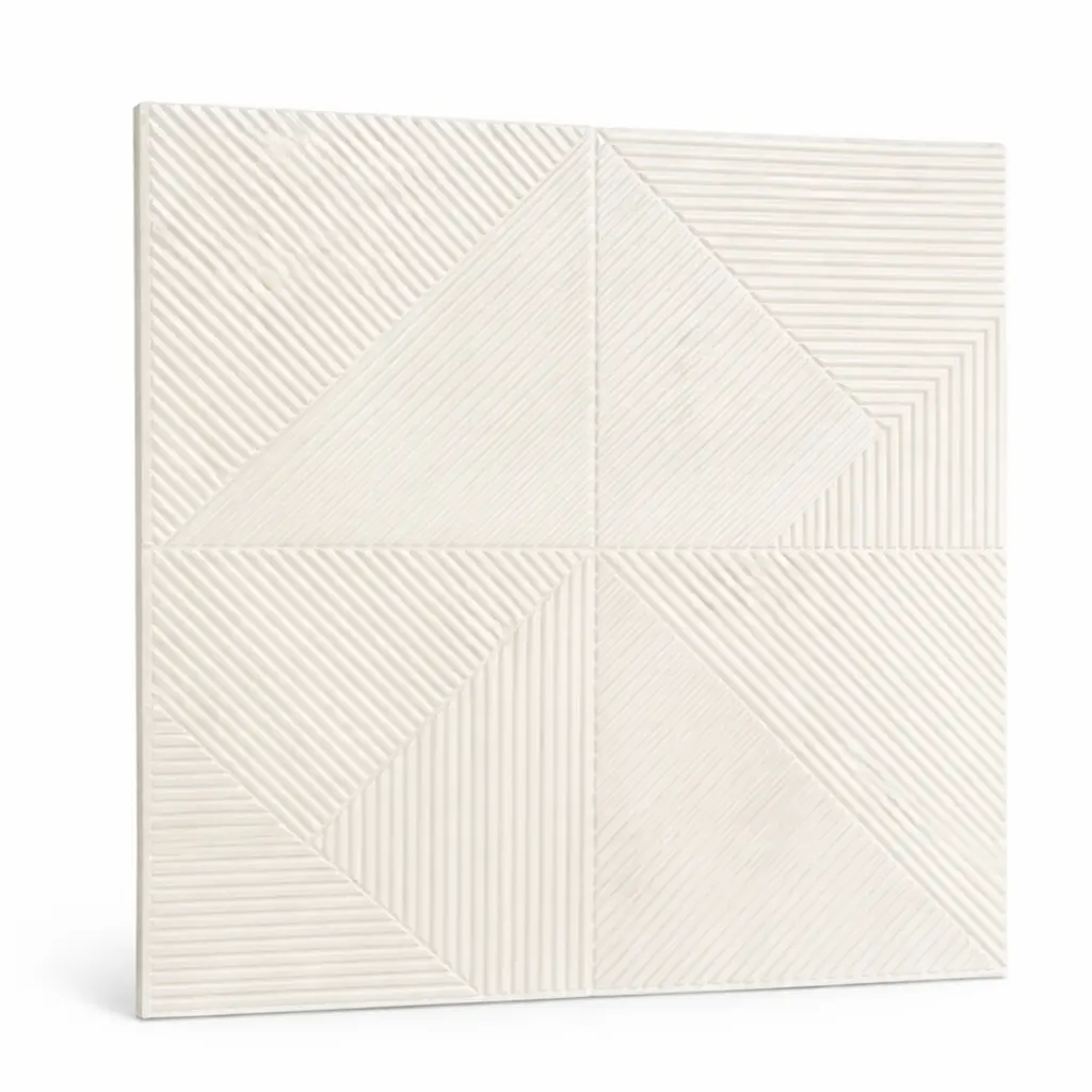 Panneau Mural 3D Adhésif Blanc – Motif Géométrique 70 × 70 cm