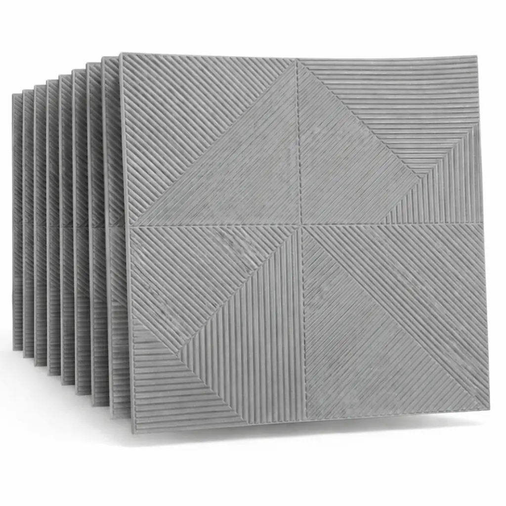 Pack de 10 Panneaux Muraux 3D Adhésifs Gris – Motif Géométrique 70×70 cm
