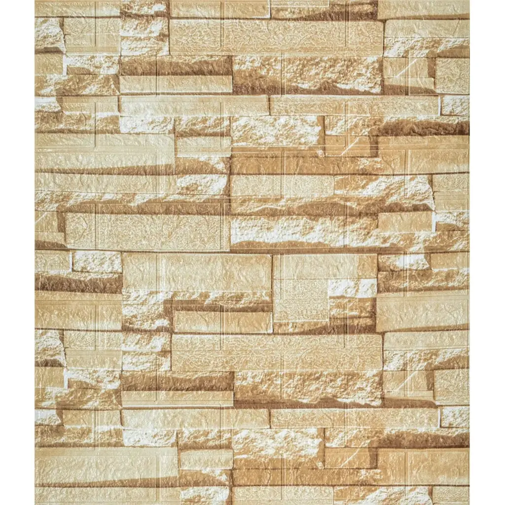 Panneau Mural 3D Autocollant Effet Pierre Beige 70 × 77 cm – Anti-Humidité