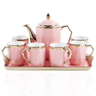 Sevice café au lait 8 pieces -Rose