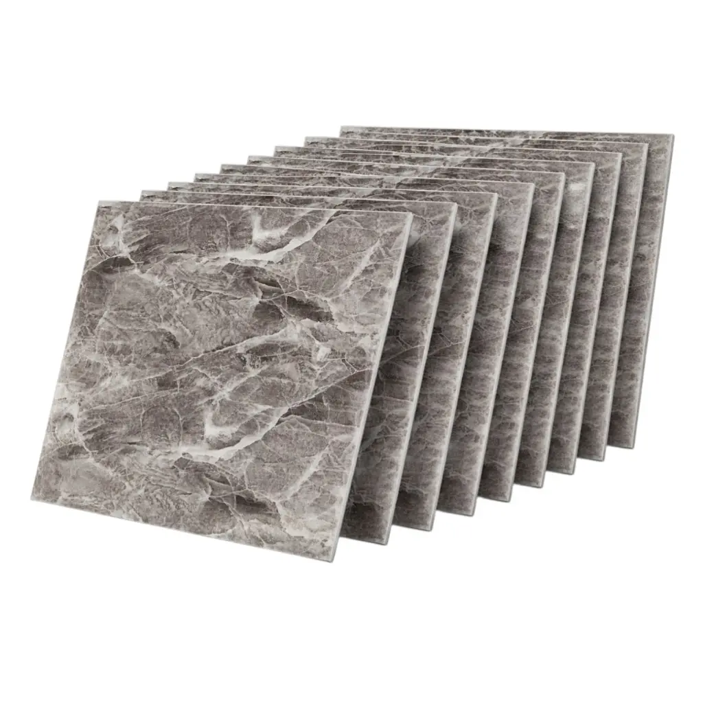 Pack de 10 Panneaux Muraux 3D Effet Marbre Gris avec Veines Blanches 70 × 77 cm – Anti-Humidité