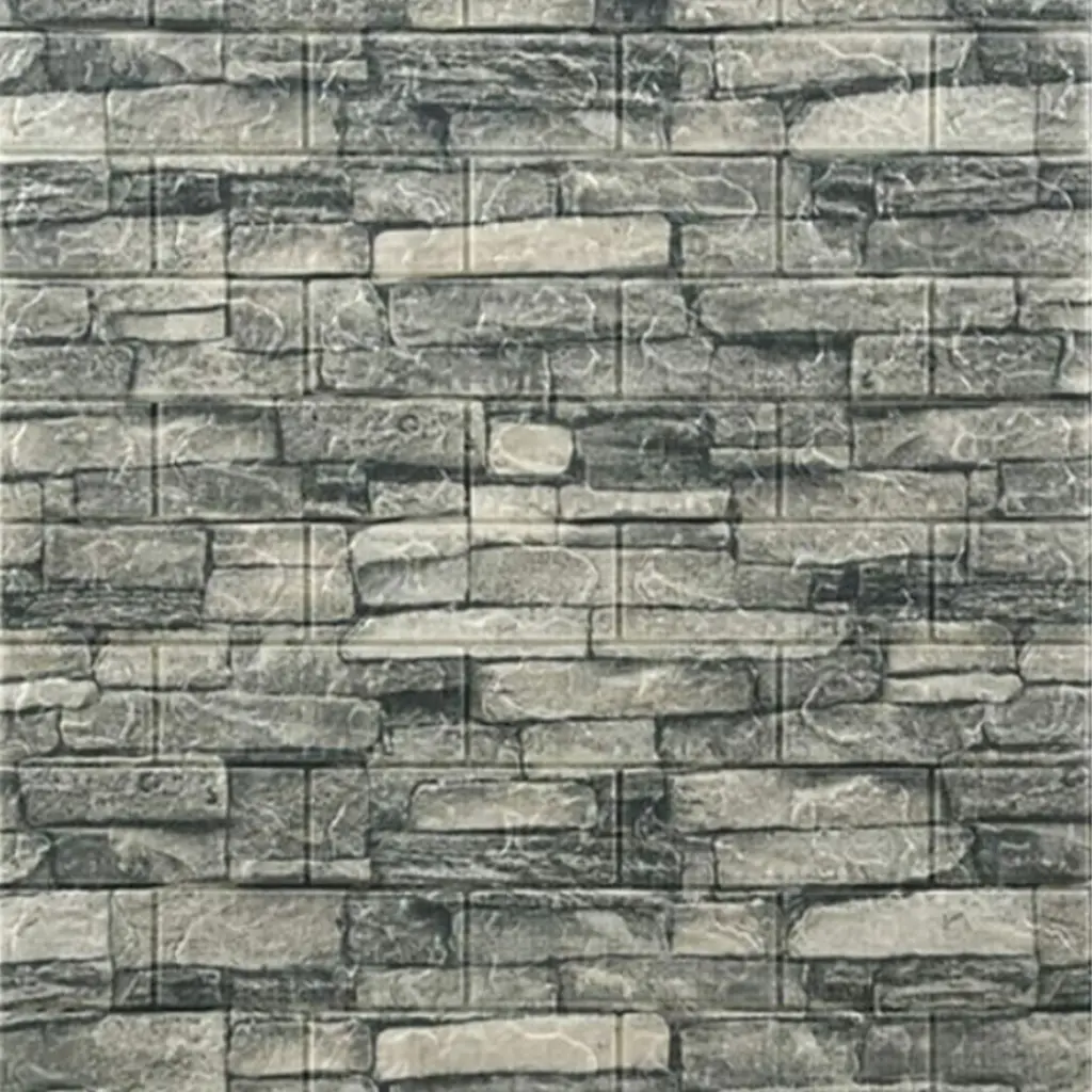 Panneau Mural 3D Autocollant Effet Pierre Gris 70 × 77 cm – Anti-Humidité
