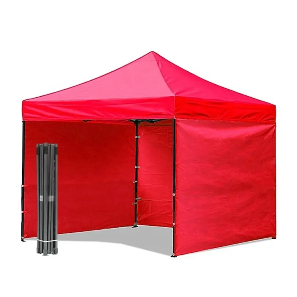 Tente Tonnelle Pliante Rouge 3 × 3 m – Imperméable Avec Parois