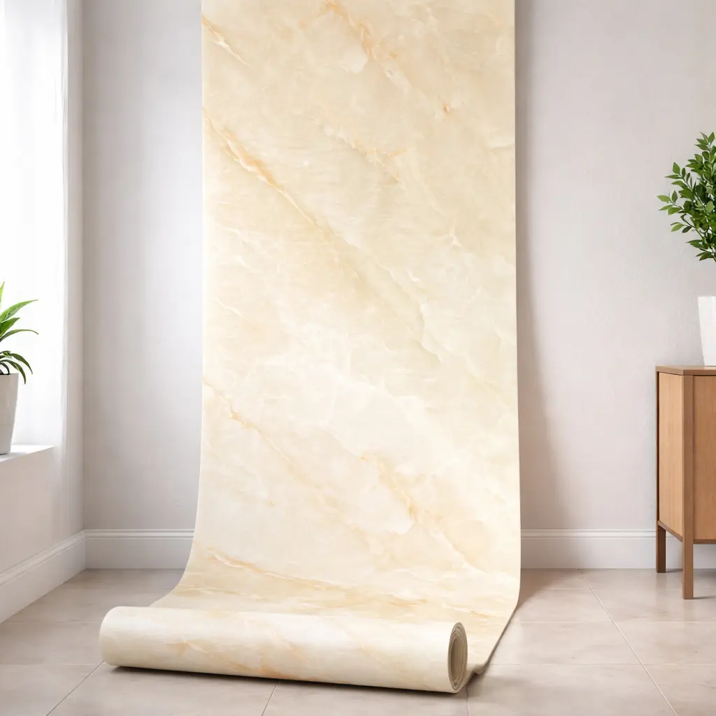 Rouleau Panneau Mural Autocollant Effet Marbre Beige 60 cm x 2,80 m – Épaisseur 3 mm