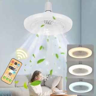 Ventilateur LED Douille E27 360° – Silencieux avec Télécommande