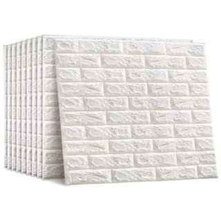 Pack de 10 Panneaux Muraux Adhésifs Anti-Humidité 3D - 77 * 70 cm-Blanc