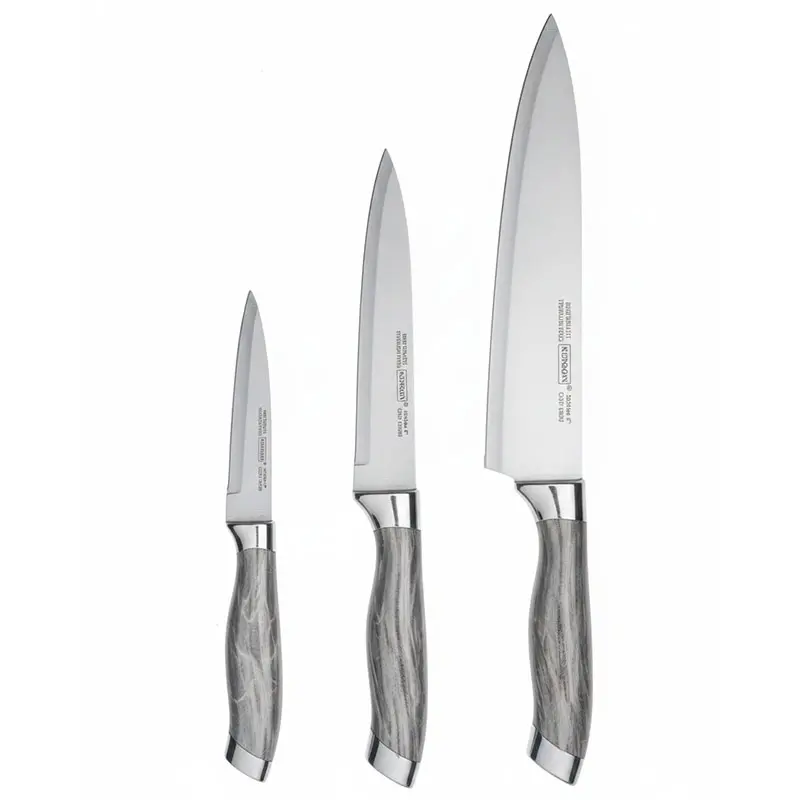 KUNISON Set de 3 Couteaux  – Finition Marbre – Lames Inox Ultra Tranchantes