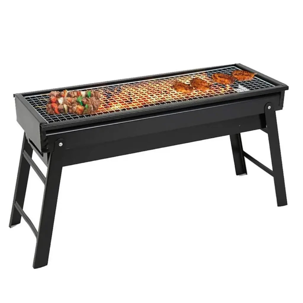 Barbecue à Charbon Pliable, Portable en Acier Inoxydable 57 x 22 x 30 cm