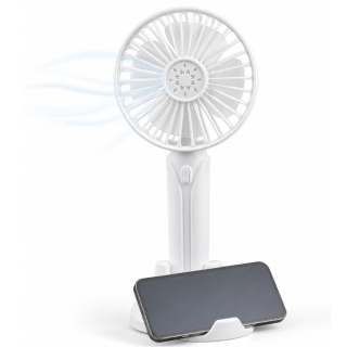 Ventilateur Portable à Main Rechargeable avec Support – USB Sans Fil à 3 Vitesses Blanc
