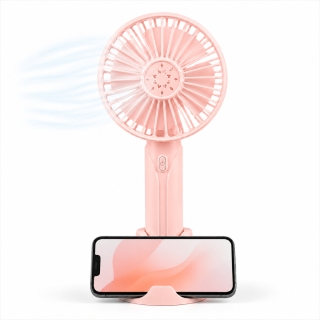 Ventilateur Portable à Main Rechargeable avec Support – USB Sans Fil à 3 Vitesses Rose