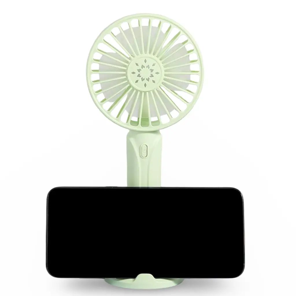 Ventilateur Portable à Main Rechargeable avec Support – USB Sans Fil à 3 Vitesses Vert
