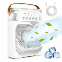 Mini Climatiseur Portable USB Type-C – 3 Vitesses – Veilleuse LED – Réservoir 300 ml - Blanc