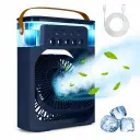 Mini Climatiseur Portable USB Type-C – 3 Vitesses – Veilleuse LED – Réservoir 300 ml - Bleu