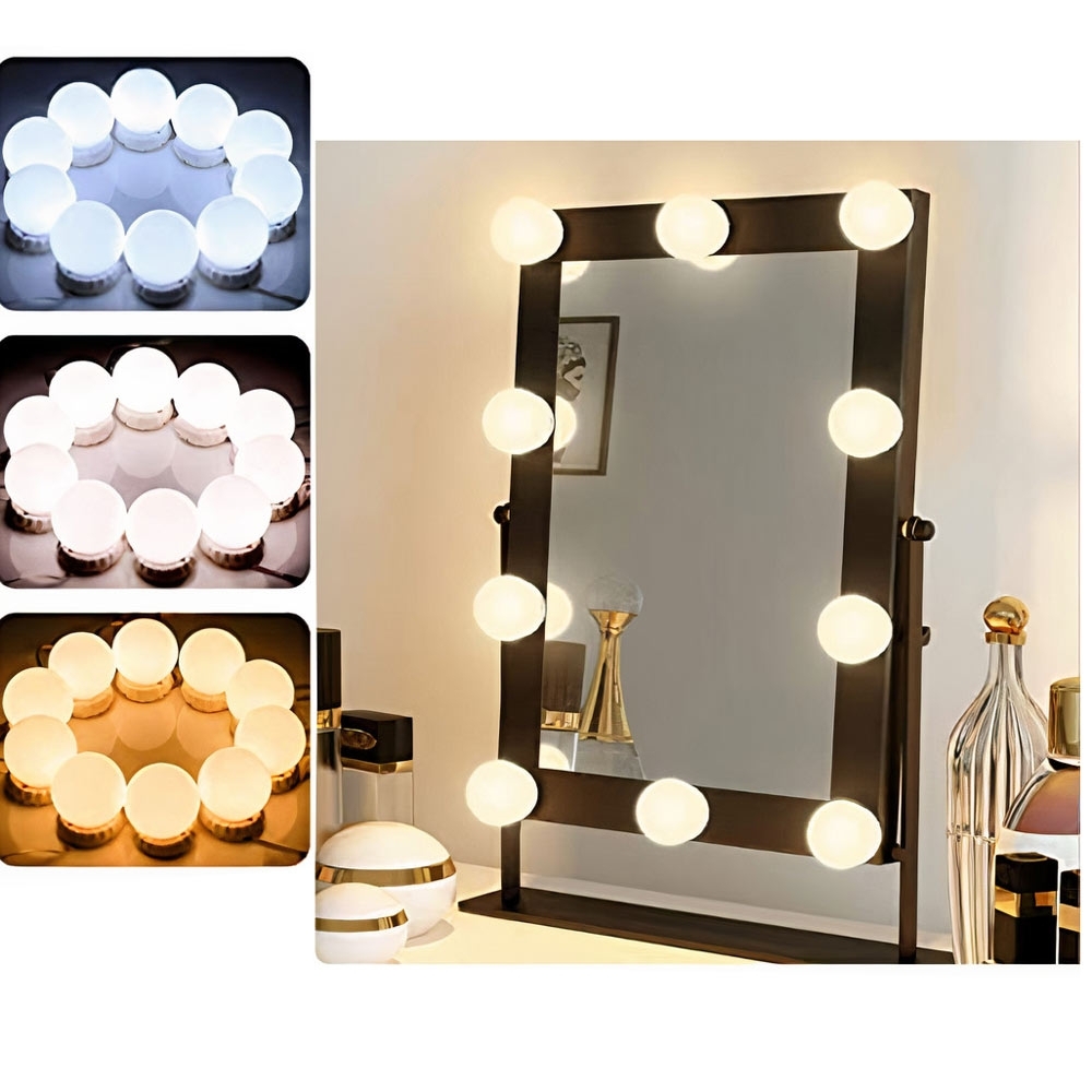 Kit D'éclairage de miroir 10 Ampoulées LED avec ventouse 5M