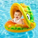 Bouée Gonflable Dinosaure Avec Pare-Soleil pour Enfant – Jaune – 70 x 70 cm