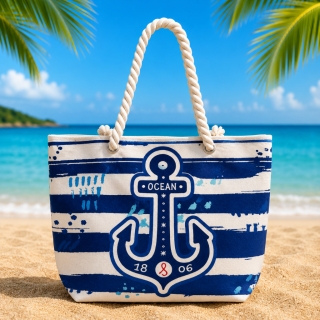 Sac de Plage – Motif Marin Bleu  50 x 37 x 14 cm