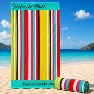 Serviette de Plage Microfibre Rayée – 150 x 70 cm