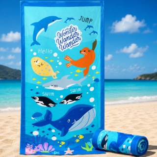 Serviette de Plage Microfibre Design Wander Bleu – 150 x 70 cm 