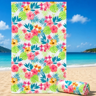 Serviette de Plage Microfibre Design Fleurie – 150 x 70 cm 